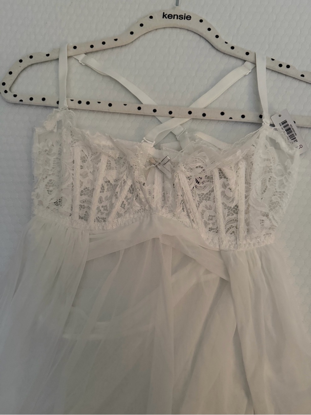 Adore Me White Lace & Sheer Babydoll Chemise - Picture 2 of 3